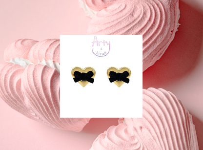 Velvet Bow Heart Earrings