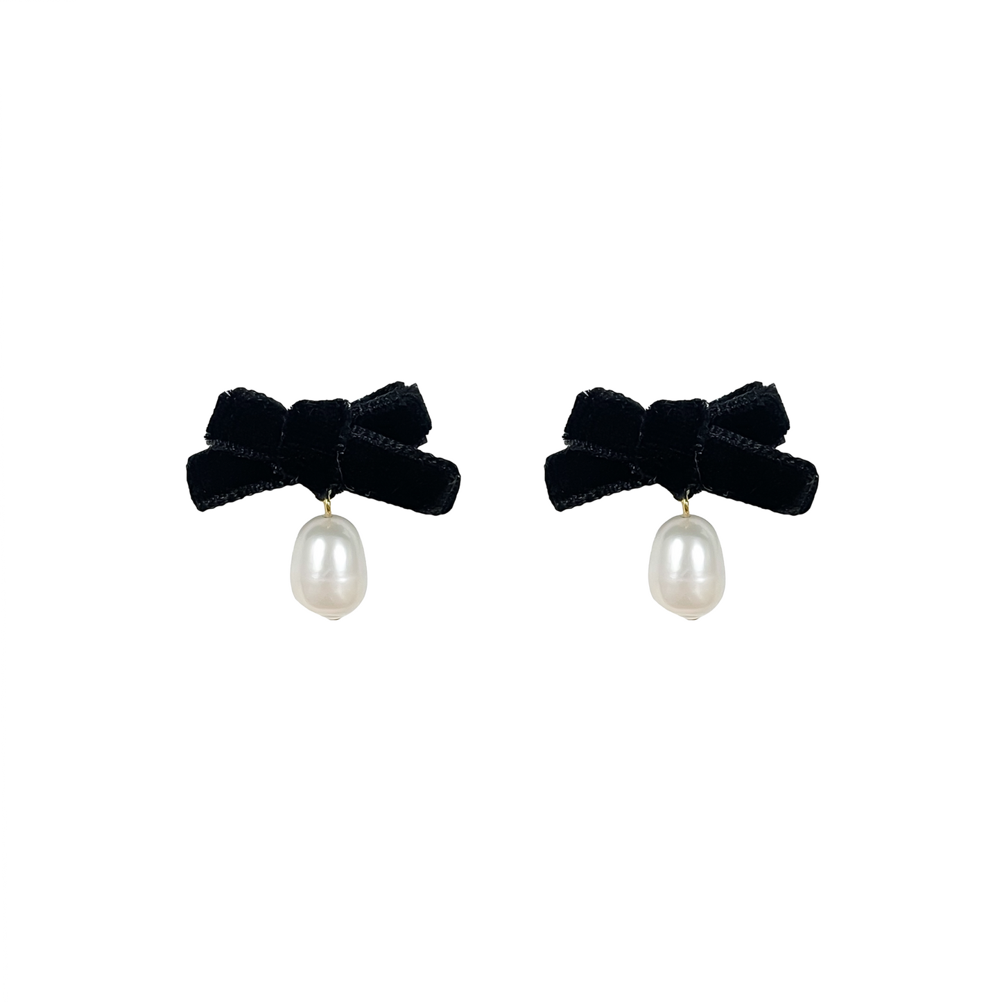 Velvet Bow & Pearl Drop Earrings