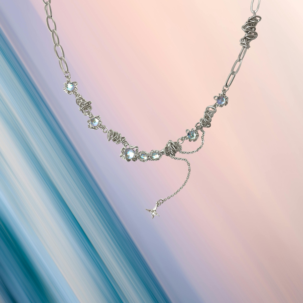 Spiral Aurora Bead Chain Necklace