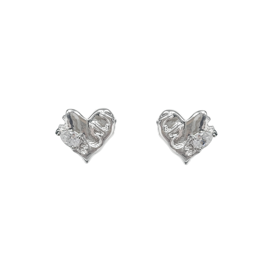 CZ Point Heart Studs