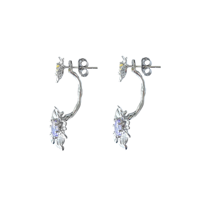 Double Flower Pair Drop Earrings