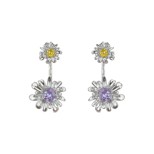 Double Flower Pair Drop Earrings