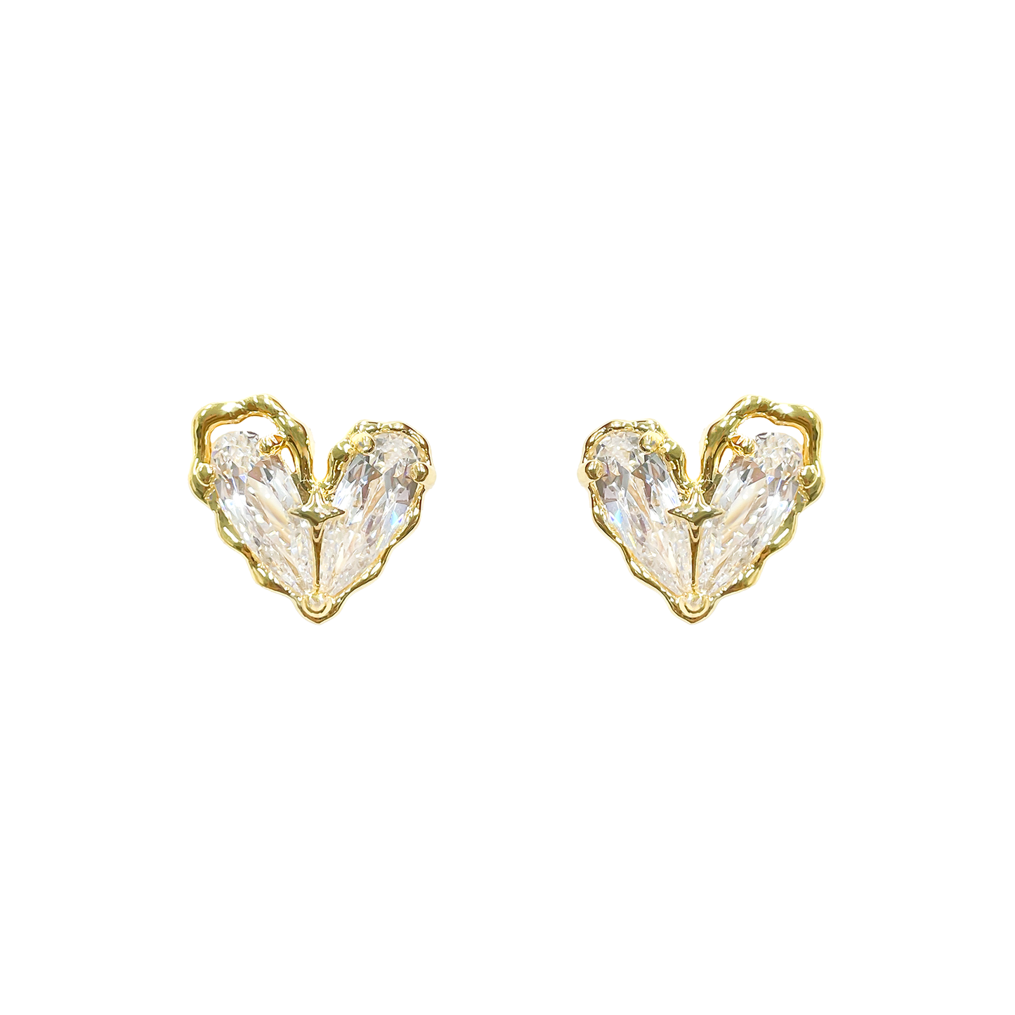 Sparkling Gold Heart Earrings