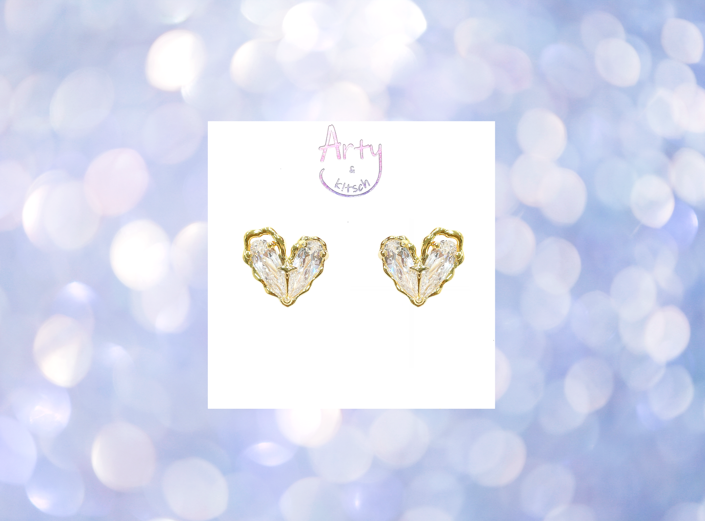 Sparkling Gold Heart Earrings