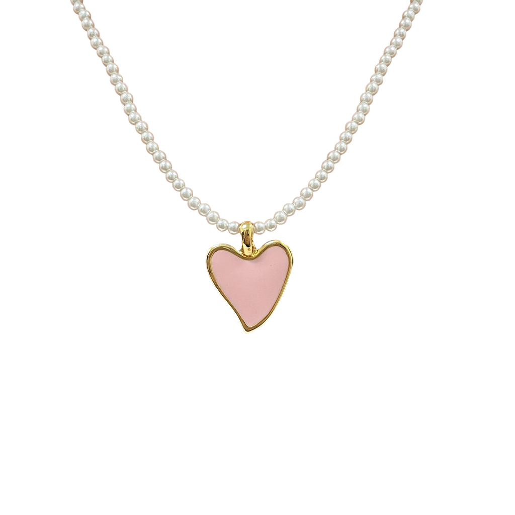 Heart Pendant Pearl Necklace