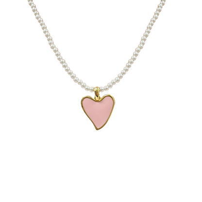 Heart Pendant Pearl Necklace