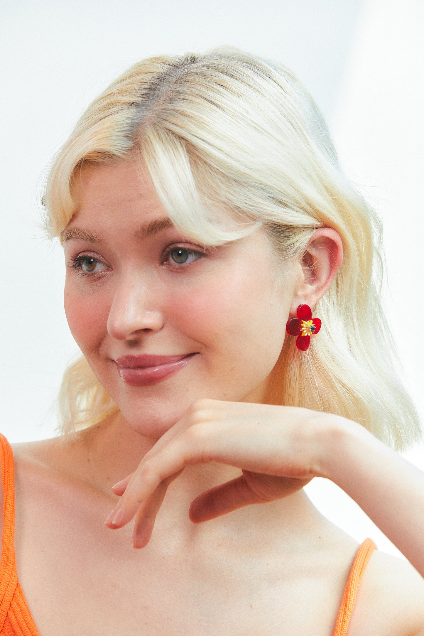 Red Flower Earrings