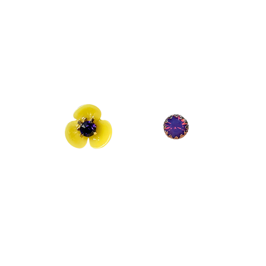 Three Petal Flower Mismatched Studs