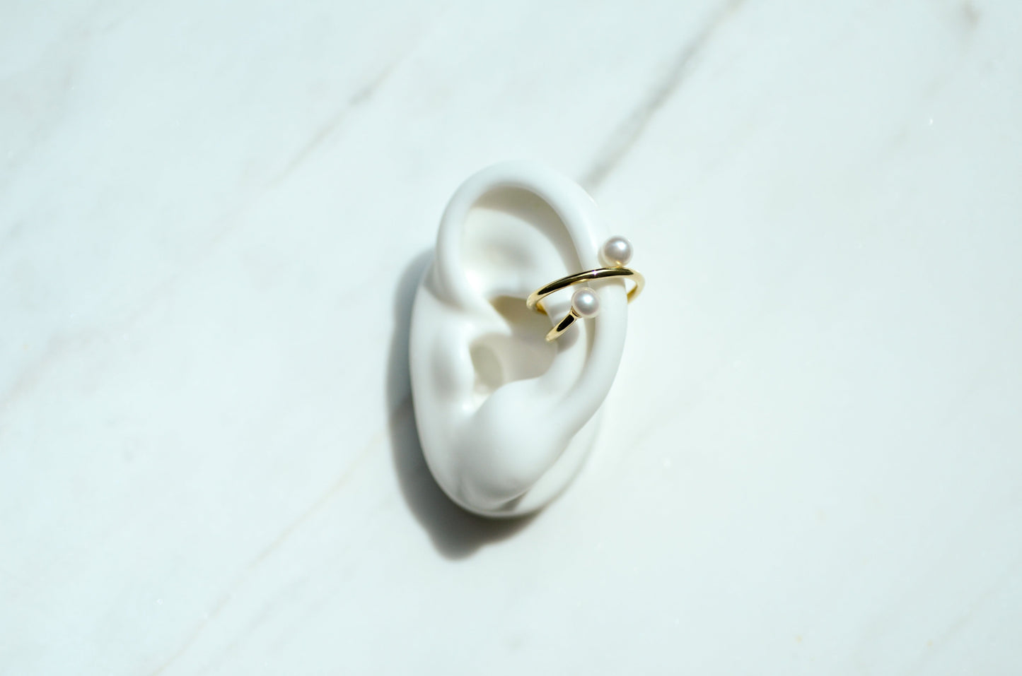 Cross Gold Pearl Ear Cuff