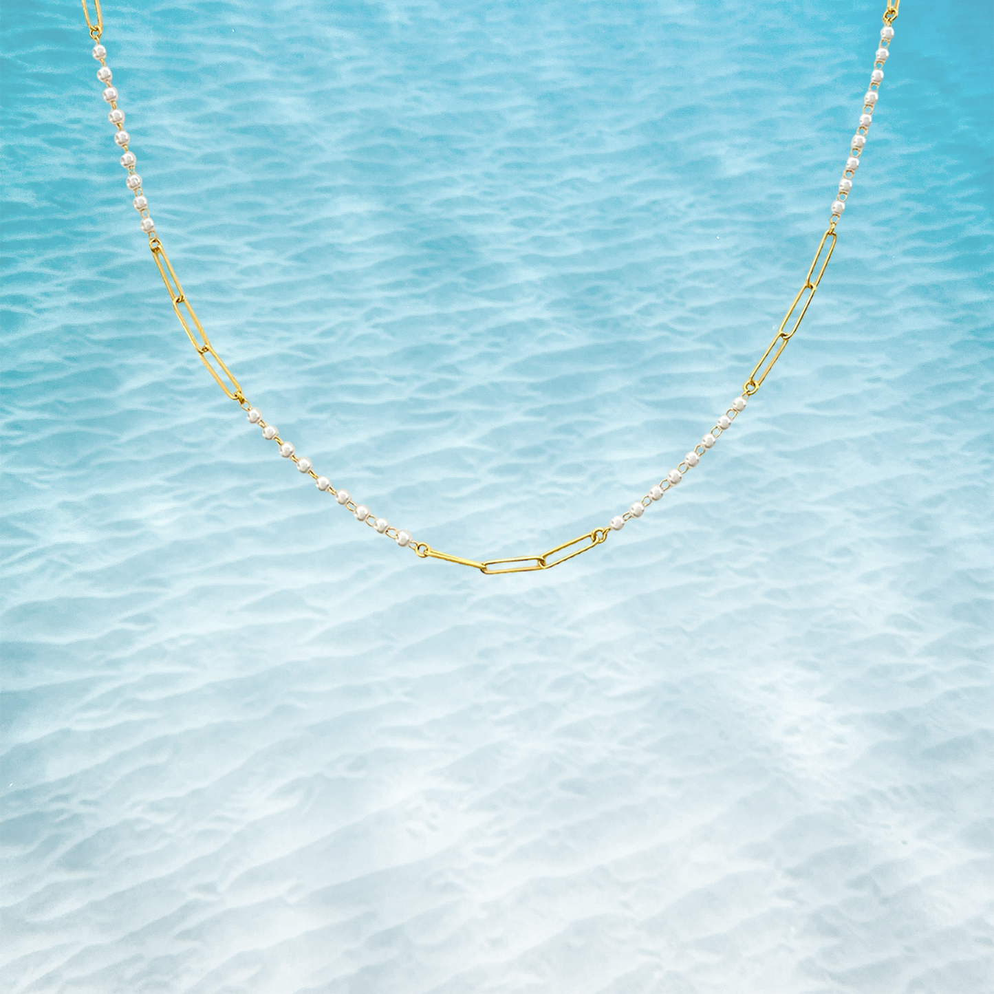 Slim Line Pearl Chain Necklace