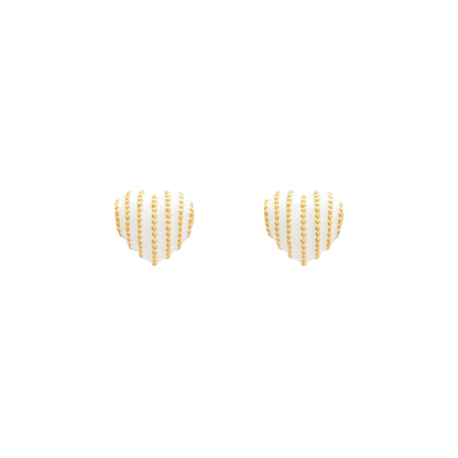 Gold Striped Heart Studs