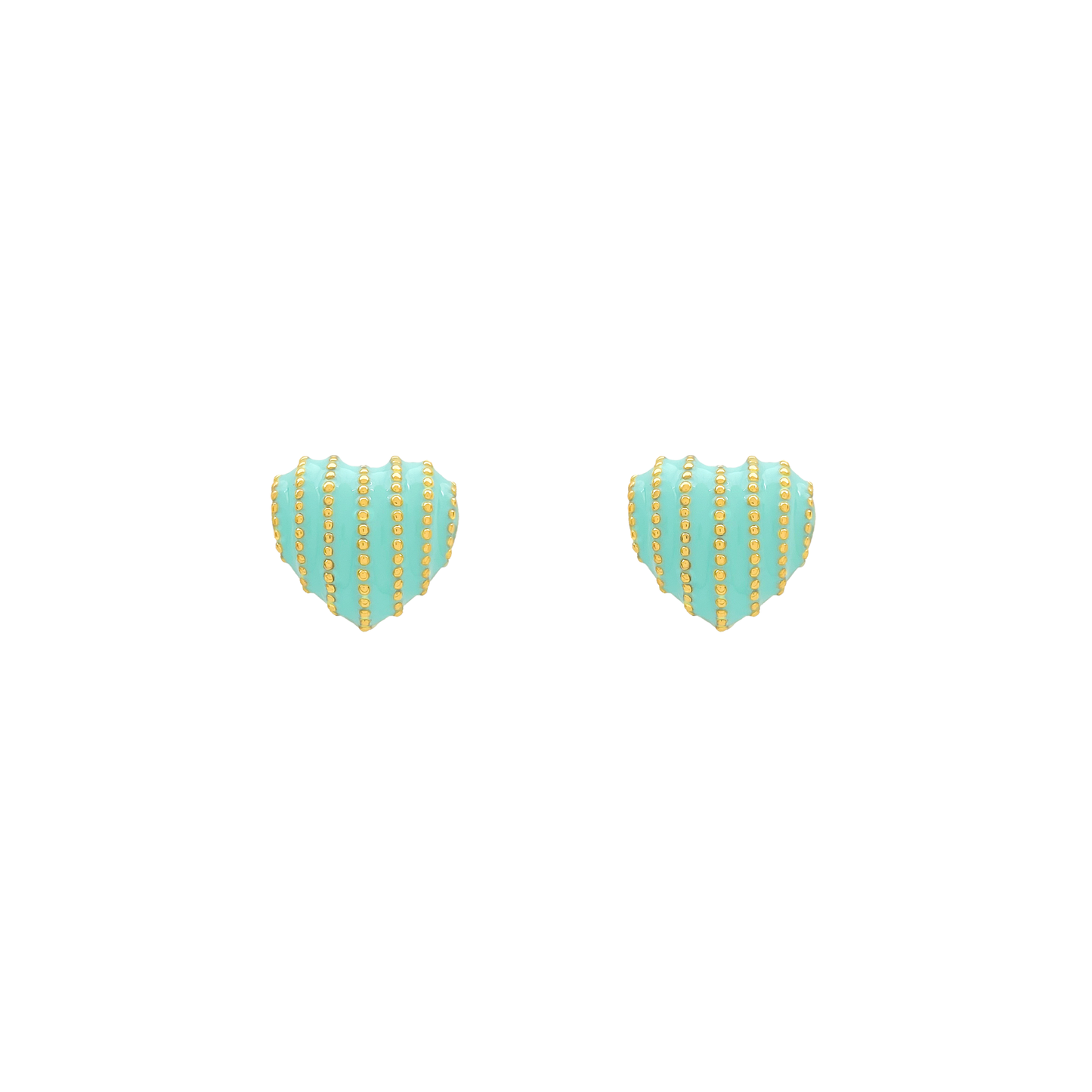 Gold Striped Heart Studs