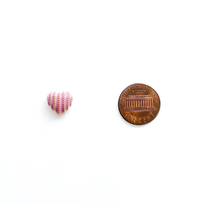 Gold Striped Heart Studs