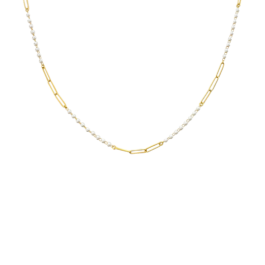 Slim Line Pearl Chain Necklace