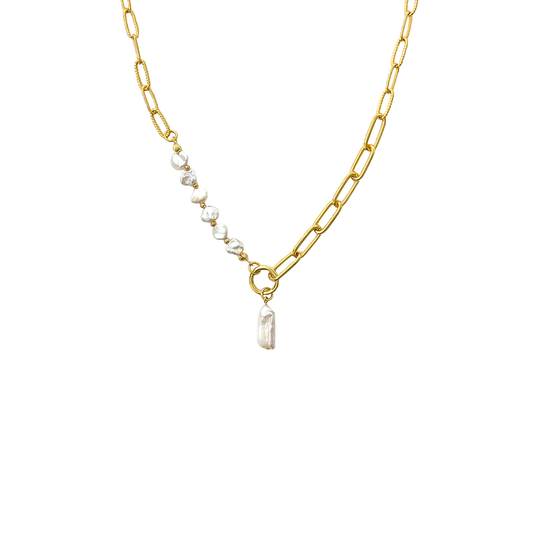 Fresh-water Pearl & Chain Necklace