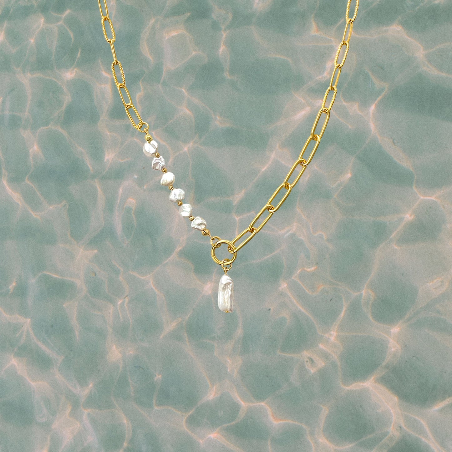 Fresh-water Pearl & Chain Necklace