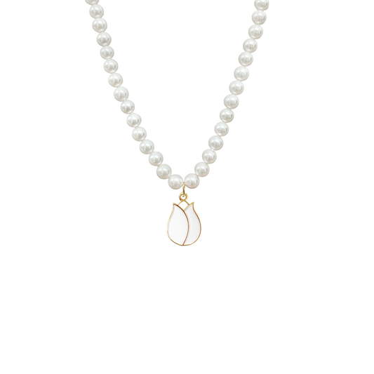 Tulip Blossom Pearl Chain Necklace