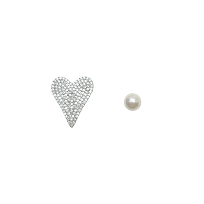 White Heart Mismatched Earrings