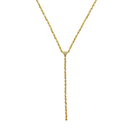 Gold CZ Lariat Necklace