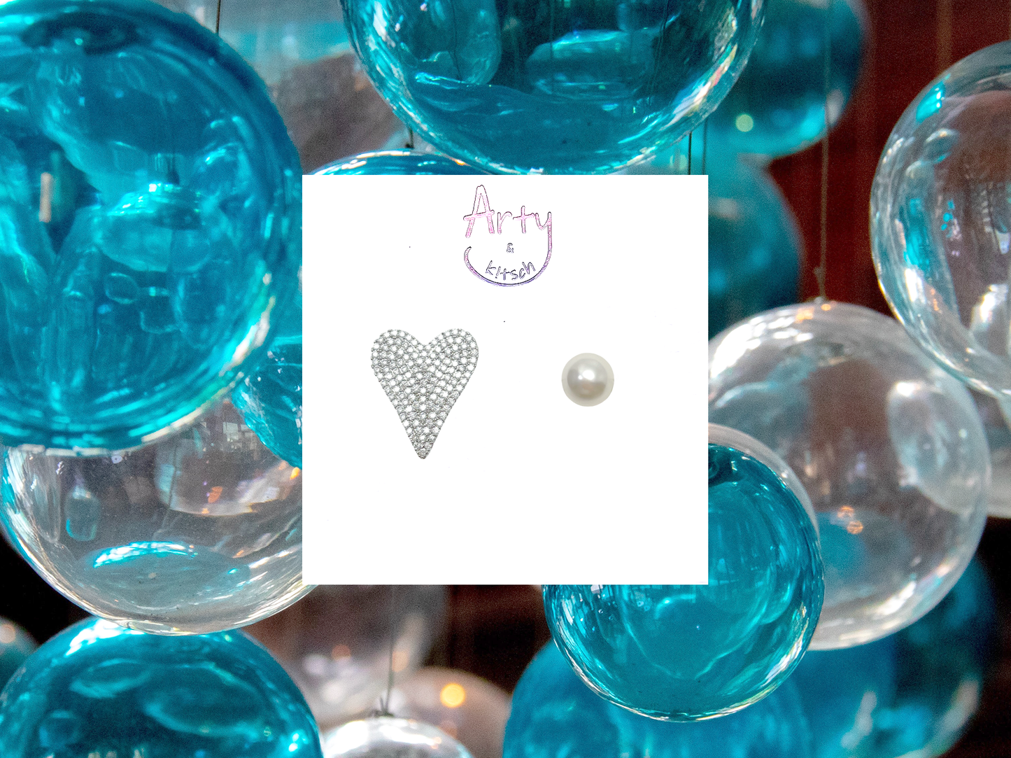 White Heart Mismatched Earrings