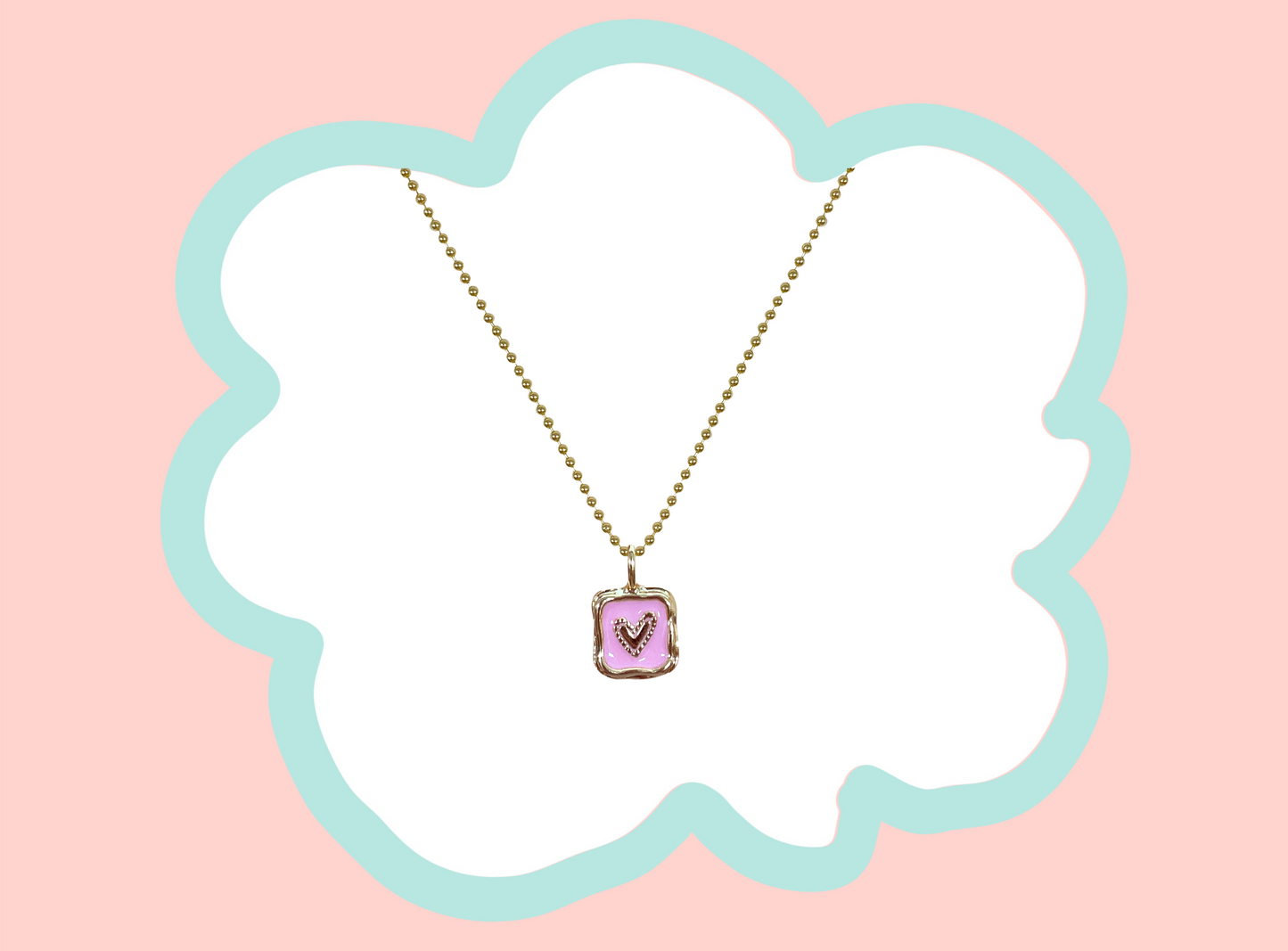 Heart Square Pendant Necklace