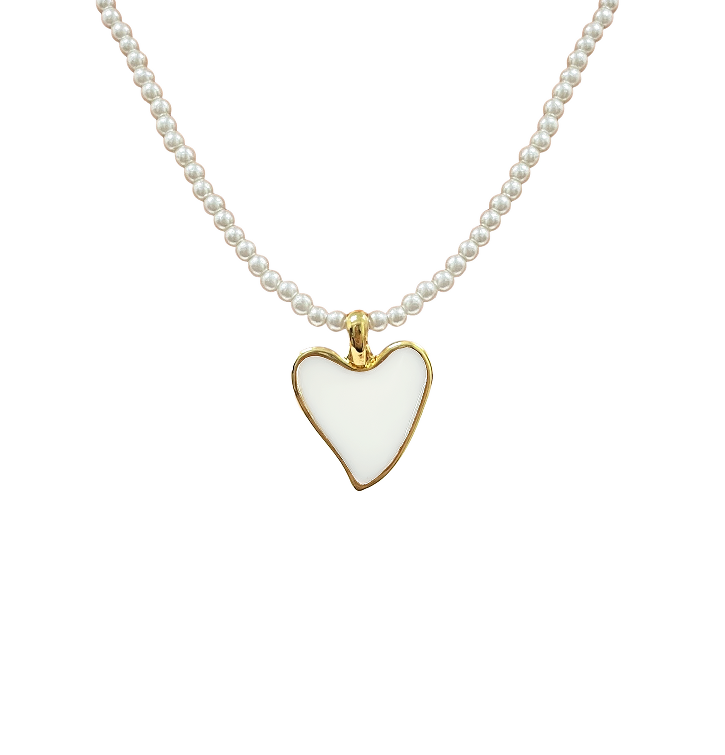 Heart Pendant Pearl Necklace