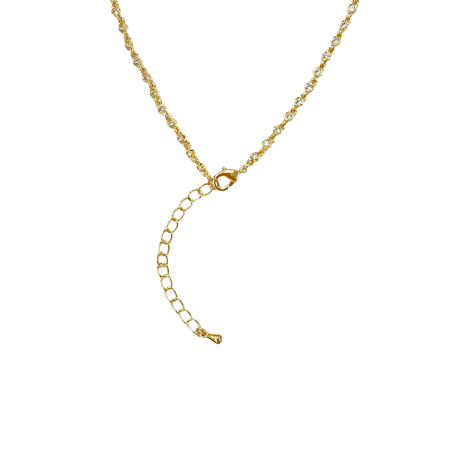 Gold CZ Lariat Necklace