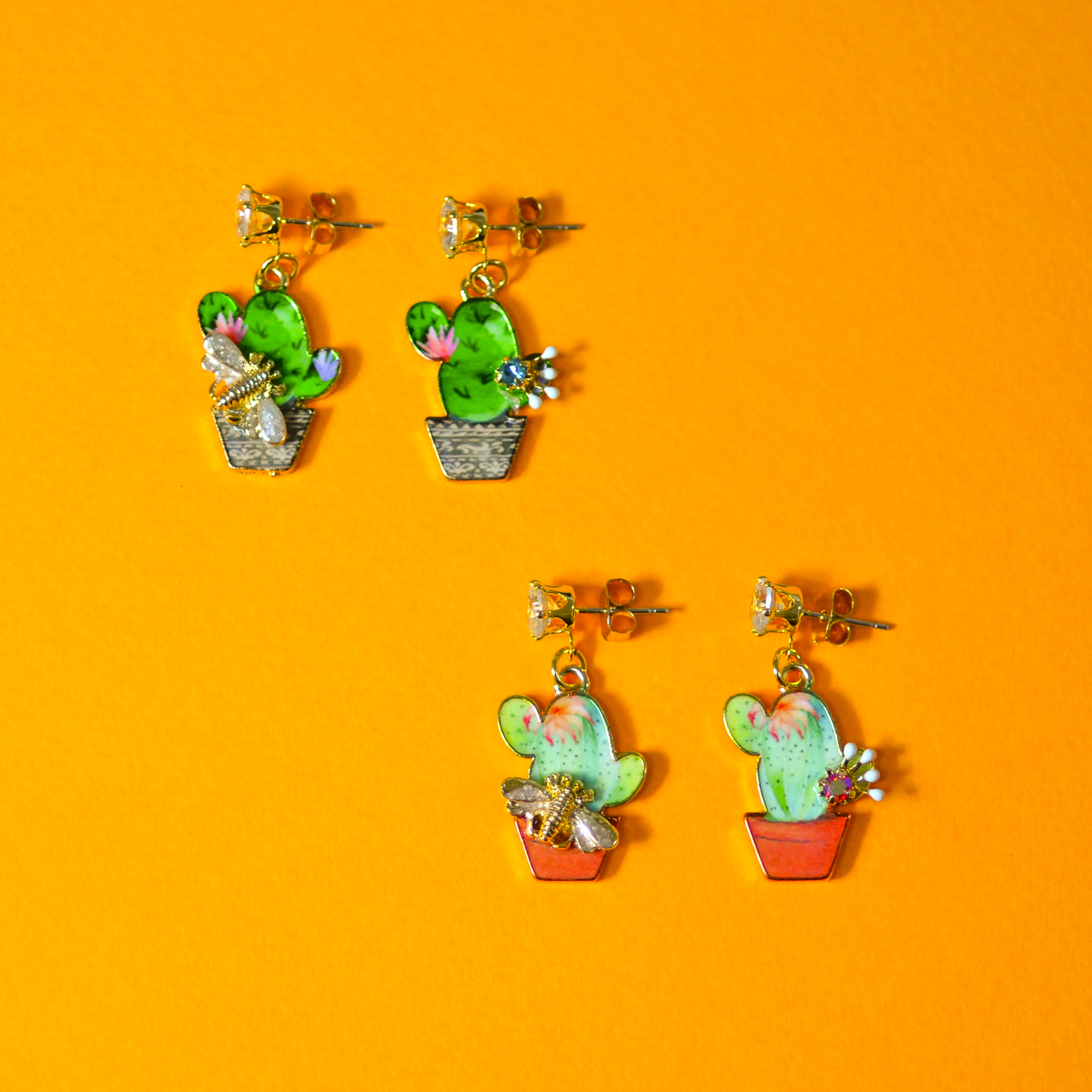 Green Cactus Earrings