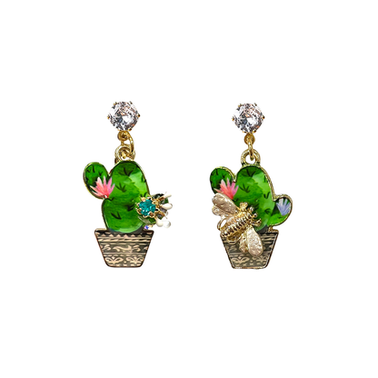 Green Cactus Earrings