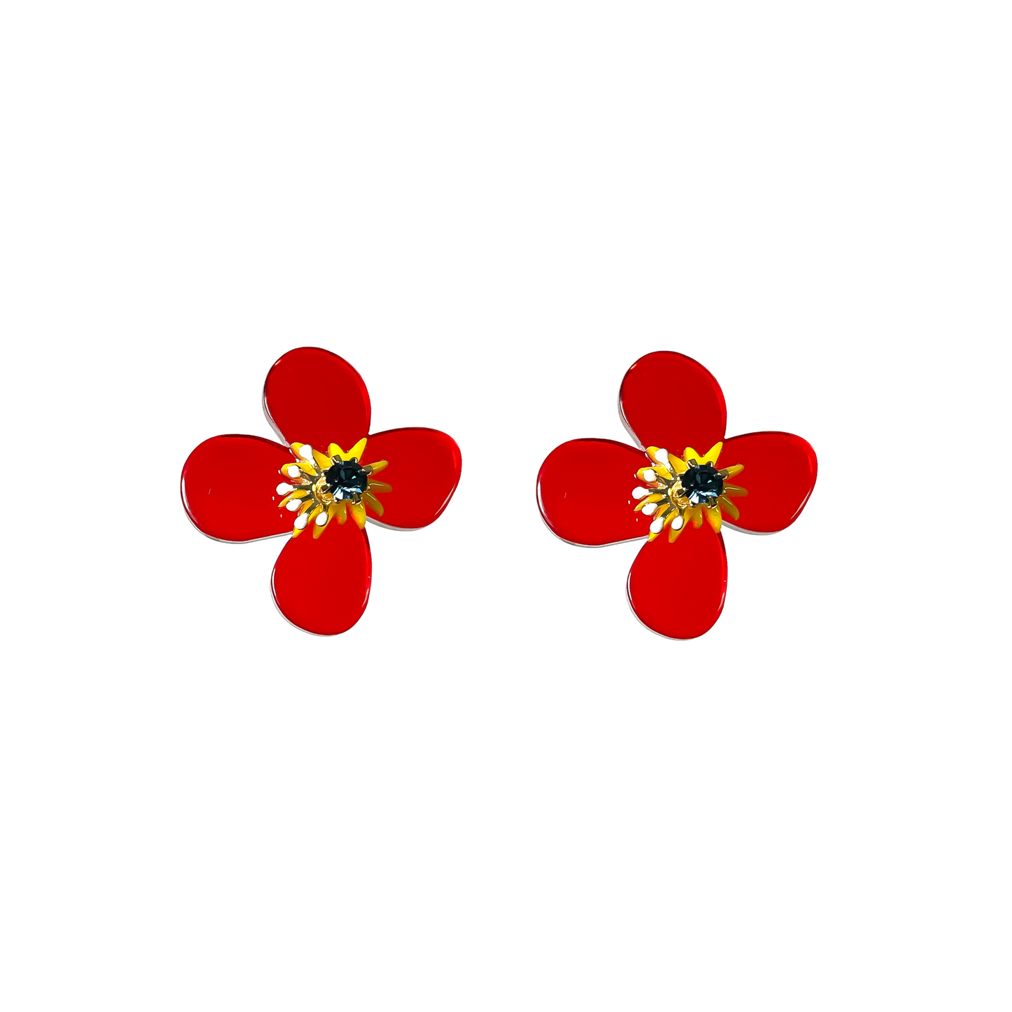 Red Flower Earrings